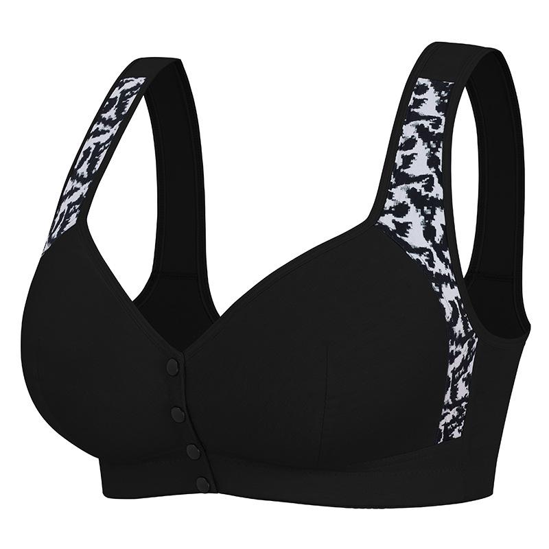 CINOON Damski Biustonosz Bez Fiszbinów z Zapięciem z Przodu w Dużych Rozmiarach z Nadrukiem Szerokie Ramiączka Biustonosz Push-Up Oddychający Miękki Braletka 1-7XL