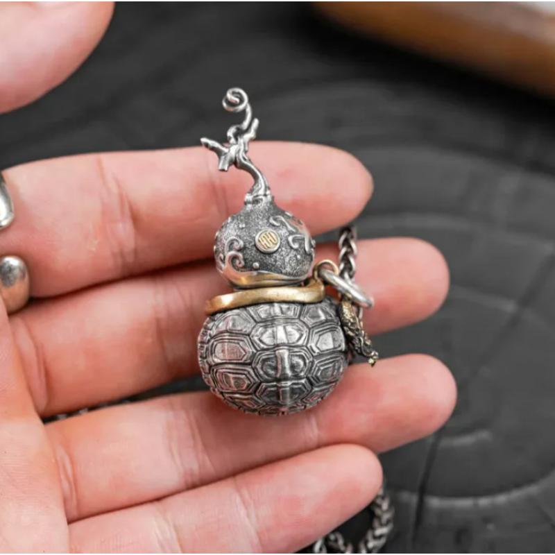 Necklace Gourd Fulu Openable Screw Pattern Pendant Retro Neck Pendant
