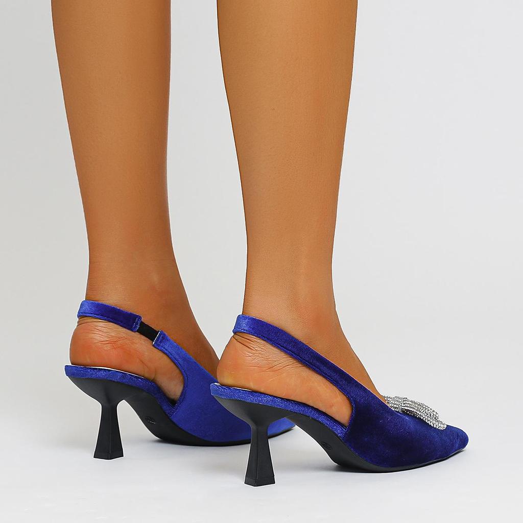 Sandales à Talons Hauts à Bout Pointu Printemps Taille Grande pour Femmes Été Décontractées Talon Fin Nœud Couleur Unie Sandales Chaussures Simples 36-42