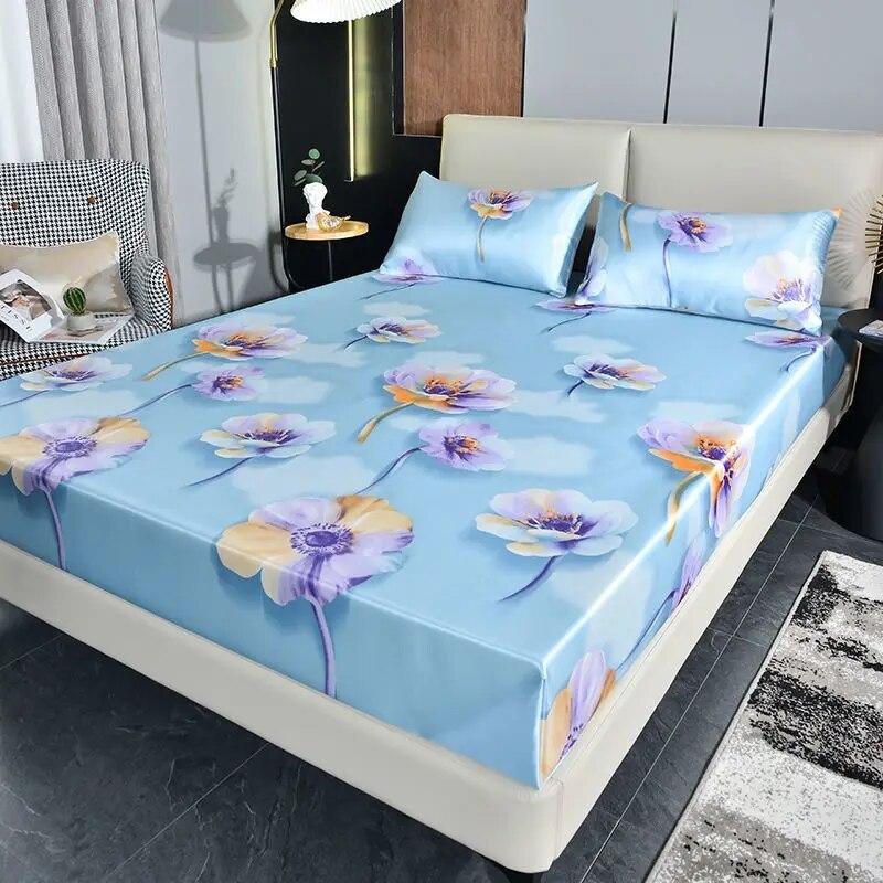 Home Luxury Mattress Cover Three-piece Double Household Bedspread Non-slip Washable Queen Size Bed Cover with Pillowcases
