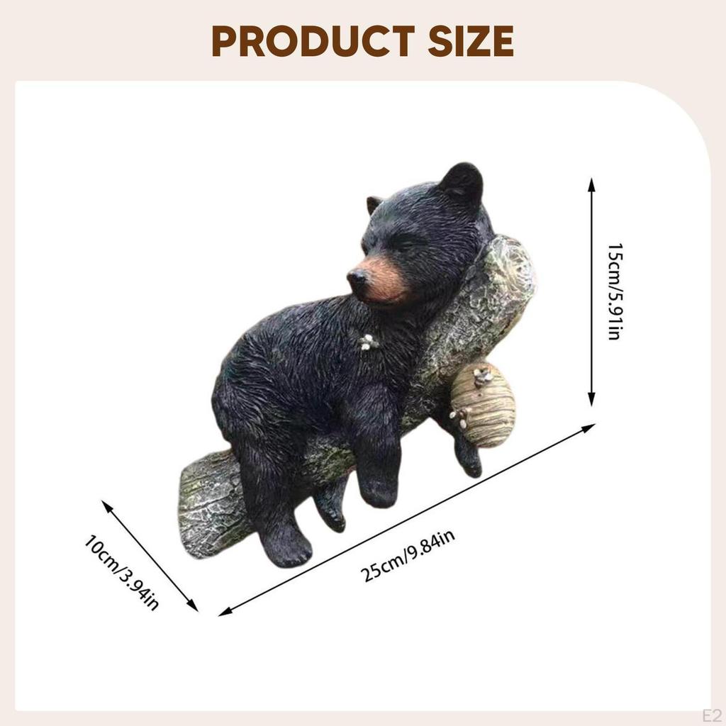 Bear on A Tree Cub Hugger Statue Resin Figurine Decorative Funny Garden Yard Decor Outdoor