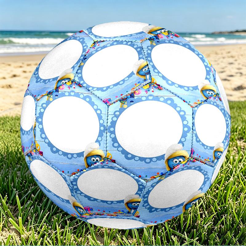 Blue Smurfs Print Size 5 Soccer Ball, PU Wear Resistant Football for Match Training and Daily Practice, Birthday Gift for Soccer Fans