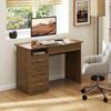 Computer Desk, 5 Drawers, 110 x 50 cm, Open Shelf, Lockable Drawer, Walnut