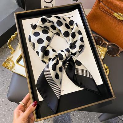 Fashion Print Square Scarf Women'S Imitation Silk Scarf Casual Versatile Decoration Small Neck Scarf 70Cmx70Cm