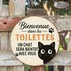 Rustic Round Aluminum Cat Sign for Bathroom, Country Style Decorative Wall Plaque