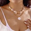 3 Layers Shell Pendant Necklace Bohemian Seashell Choker Vintage Pearl Chain Necklaces  Women