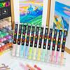 GUANGNA 168-12 Colors Acrylic Marker Pen for Rock Painting Brush Tip Paint Marker Christmas Markers Waterproof Art Supplies