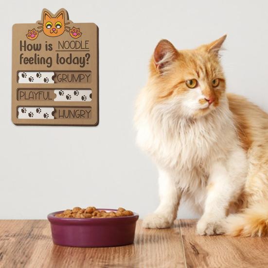 Pet Feeding Reminder Wooden Dog Task Tracker Board Rustic Pet Care Checklist