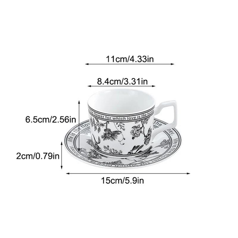 Vintage Elegant Ceramic Mug Floral Bird Pattern Coffee Cup and Saucer Afternoon Tea Cup Dessert Tray Exquisite Gift Water Cup