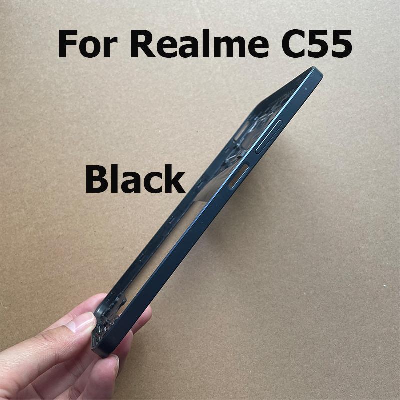 For Realme C55 Middle Frame Front Bezel Lcd Holder Back Housing Mid Plate Replacement