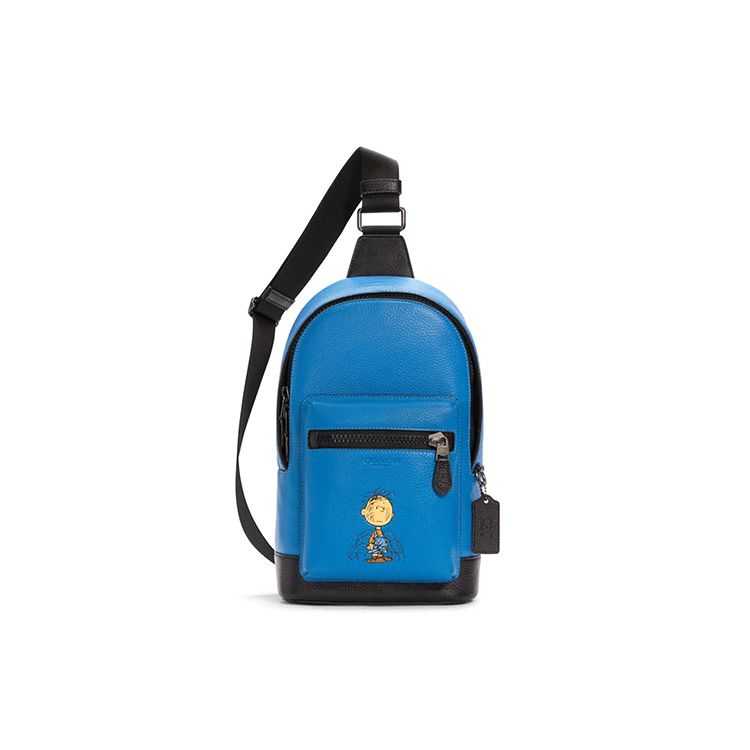 

Coach X Peanuts Snoopy West 20 Logo Zip Leather Shoulder Bag Men Shoulder Bag Blue Black C4151-QBRRY Basic Set (Bag+Dust Bag)