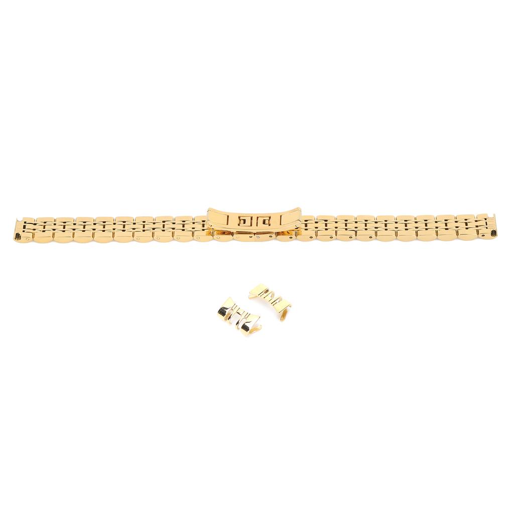 10mm AntiRust Stainless Steel Watch Strap Replacement Watch Band Strap Accessory for Watchmaker(Gold )