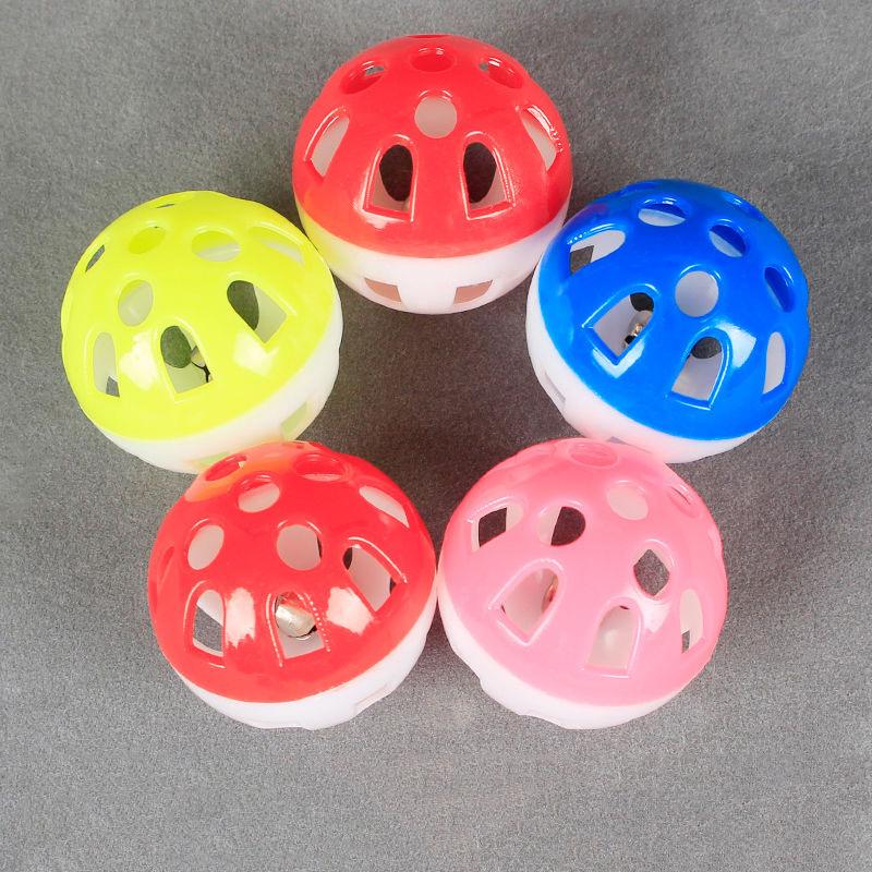 Cat Toy Ball Sounding Bell Interactive Cat Toy Multi-color Plastic Hollow Toy Ball Pet suppliesPack of 3 Balls