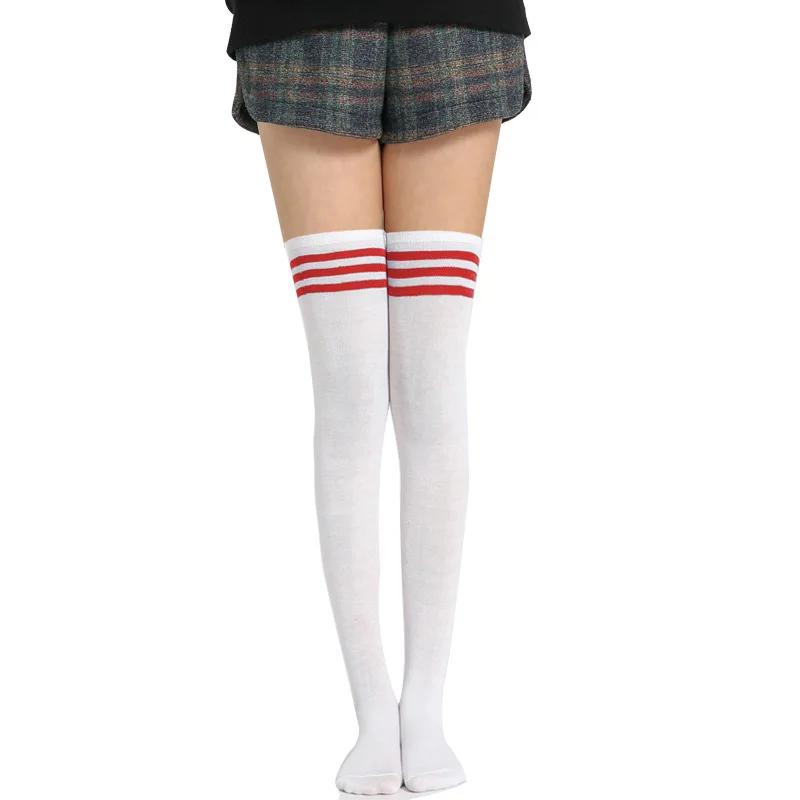 Gothic Lolita Black White Striped Over Knee  Thigh Highs Long Socks Lovely Japanese Girls Cosplay Stockings for Women