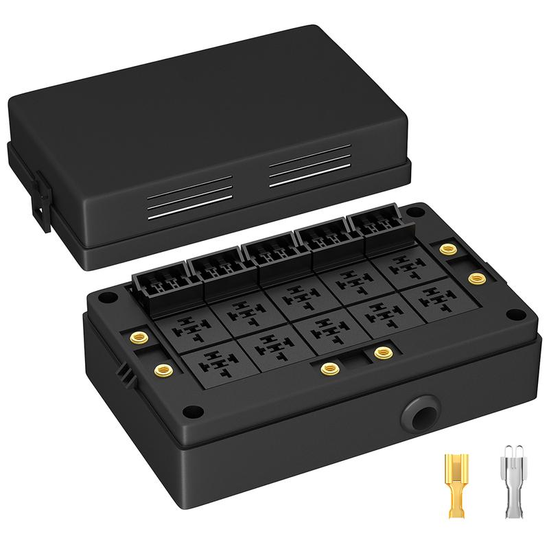 10 Way Car Relay Box 12V Fuse Box 15 Way Blade Fuse Holder For Automotive Marine With Termianls
