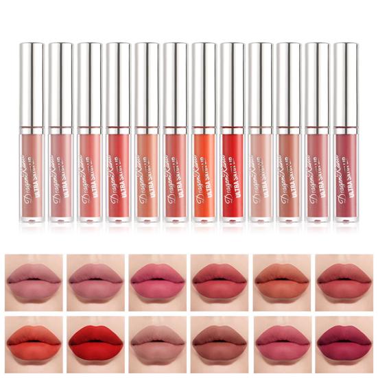 

Набор матовой жидкой помады объемом 2 мл Долговечная яркая декоративная косметика 12 цветов Набор жидкой помады с антипригарным покрытием