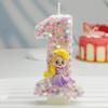 Creative Styling Cartoon Rapunzel Digital Candle Birthday Cake Decoration Colorful Sequin Candle