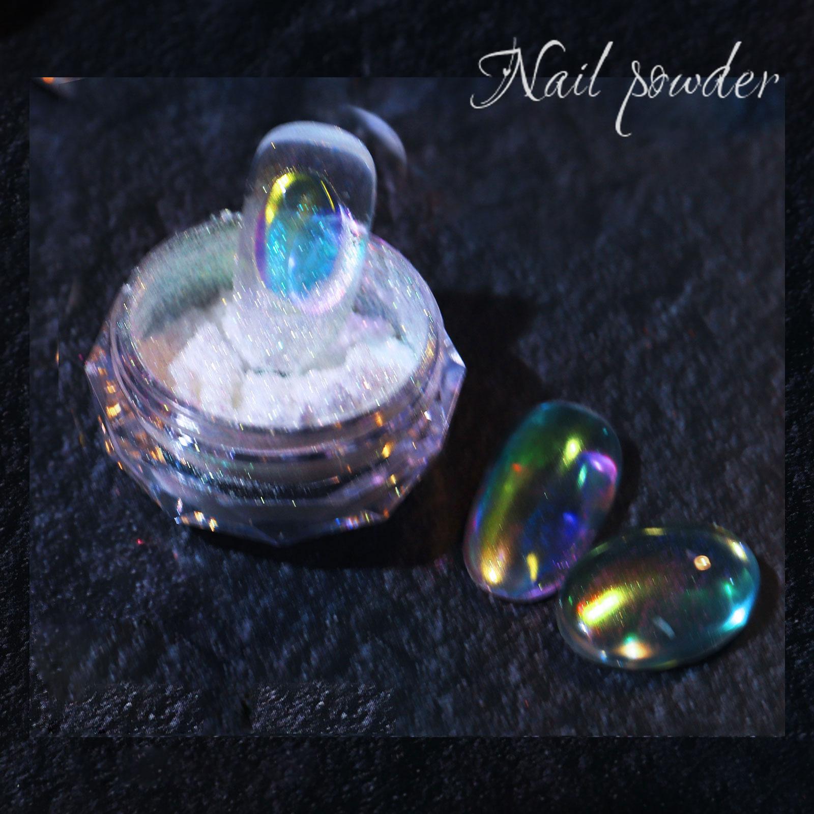 Nail Glitter Aurora Ice Transparent Laser Magic Aurora Rainbow Mirror  Gel Pigment Powder Chrome Nai Charm  Art Decoration Tools