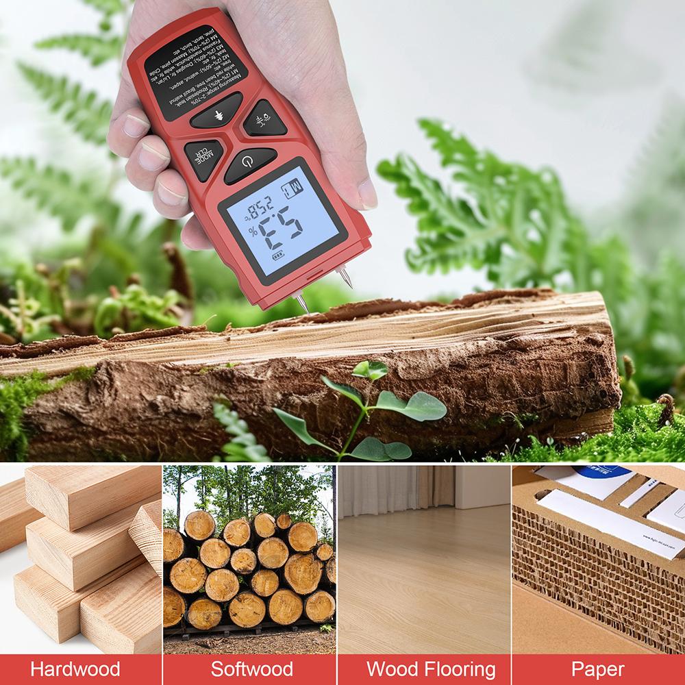 Digital Wood Moisture Meter Two-Pin High-Precision Timber Paper Humidity Tester LCD Display Bamboo Damp Detector