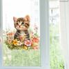 Cute Floral Animal Static Cling Window Sticker Removable PVC Double-Sided Visible for Glass Door Showcase Home Decor Art
