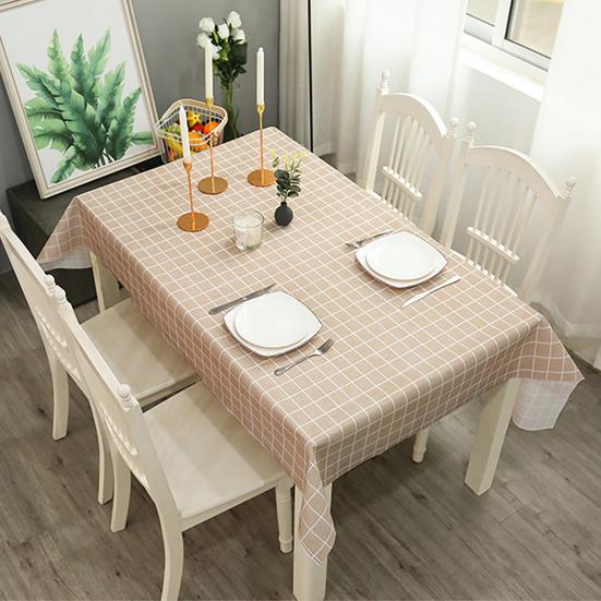 Rectangular Tablecloth, Plastic Plaid Tablecloth, Waterproof Stain-Resistant Table Cover for Dining Table Outdoor Picnic Camping