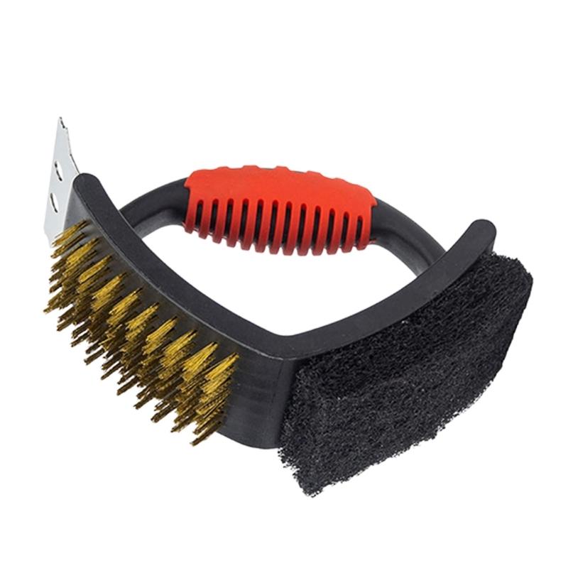 Right Angled Grill Brush With 3 Functions And Ergonomic Handle Scrapers Wire Bristles For Deep Cleaning BBQ Grates Tool