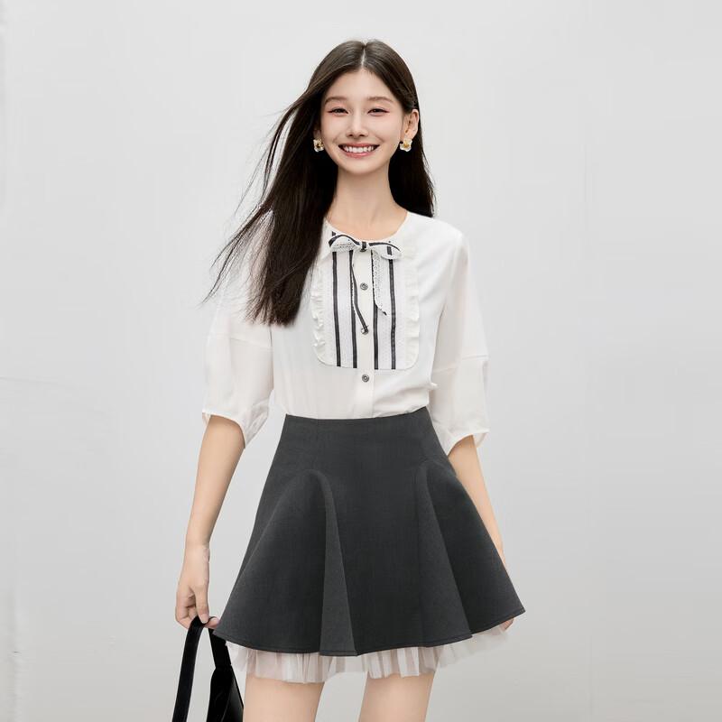 Women s Round Neck Textured Color Block Shirt XL
