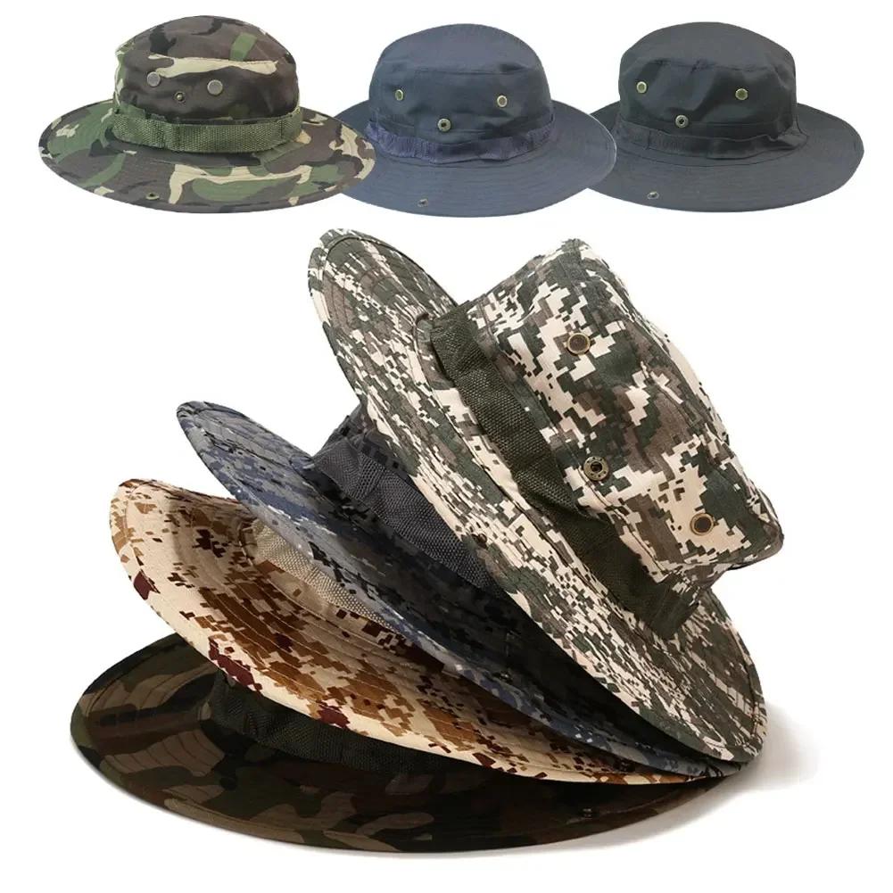 Camouflage Boonie Hut Taktische Fischerhüte Panama Sommerkappe Jagd Wandern Outdoor Camo Sonnenschirme Herren