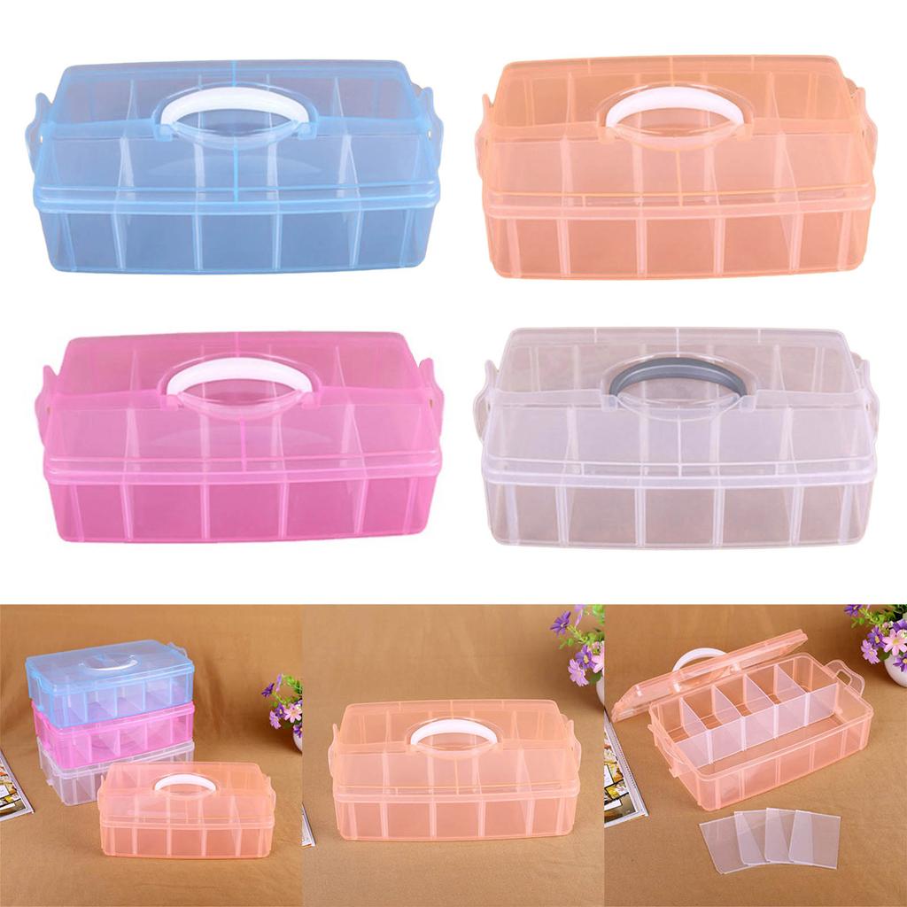 Plastic Box Rectangular Transparent Box with Handle Lid Storage Box Dustproof Jewelry Storage Case Container for Nail