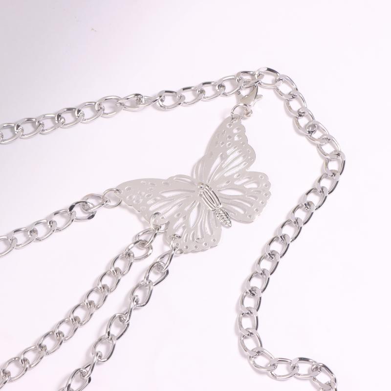Butterfly Waist Chain Elegant Multi-Layer Butterfly Tassel Waist Chain Belt For Women Metal High Waist Chain Dress Lady Belt