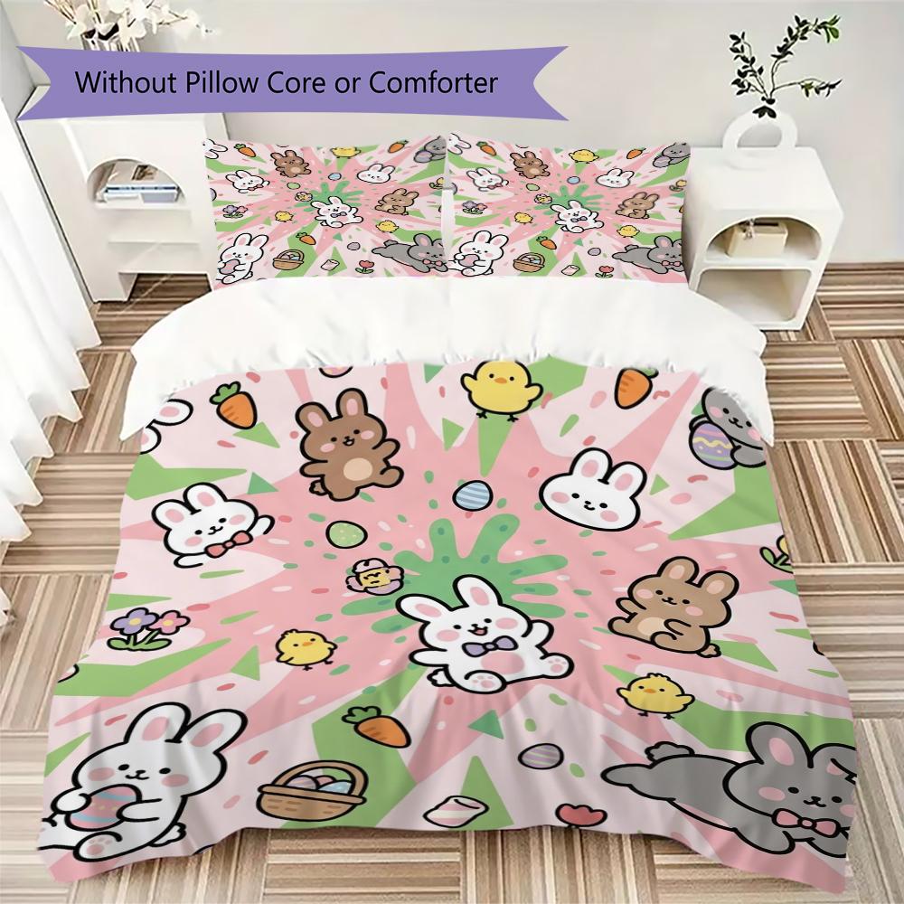 Cute Cartoon Pattern Bedding uilt Set uilt Cover Pillowcase Home Decoration Birthday Gift (1 * duvet cover + 2 * pillowcase without core)47