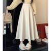 Women's High Waist A-Line Midi Skirt Solid Color Pleated Swing Blazer Skirt