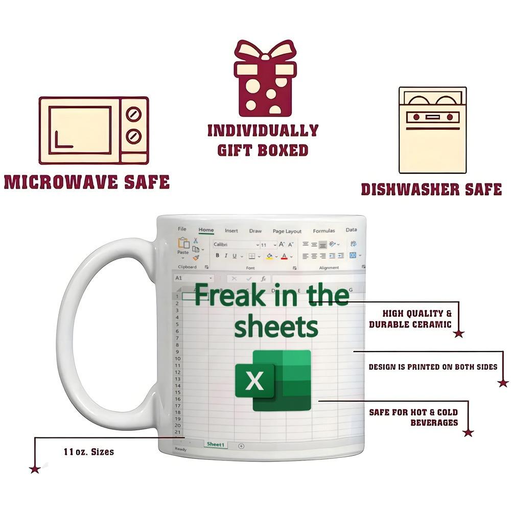 Excel-Freak im Bett, Weiße Tasse, Frühstückskaffee und Tee, Wasserbecher, Weihnachtsgeschenk, Strumpffüller