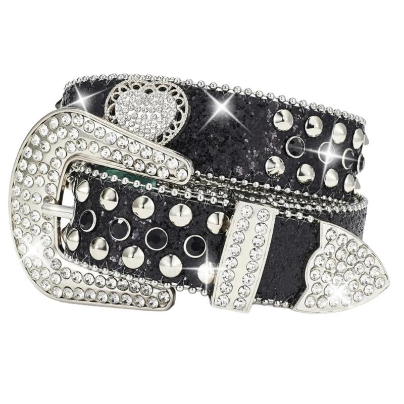 Popular Rhinestones Belt for Women Men Sequined Jeans Pants Belt Hiphop Belt for Shorts Dress Rockers Waist Accessories