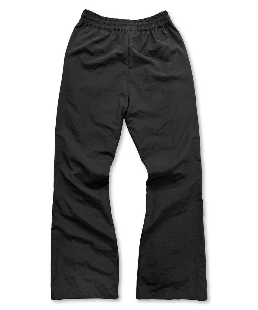 Damiswi Wrinkle Shirred Flare Nylon Pants_Black
