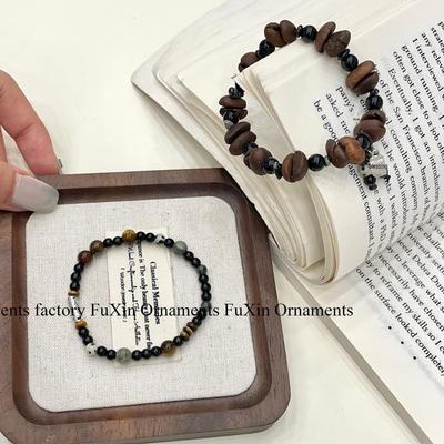 Bracciale Unico con Chicchi di Caffè: Design Retro Versatile per Uomini, Donne, Coppie e Amici in Nuovo Stile Cinese