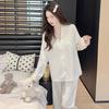 Vernis long-sleeved ice and snow silk pajamas women's spring light luxury high-end lace simulation silk loungewear set