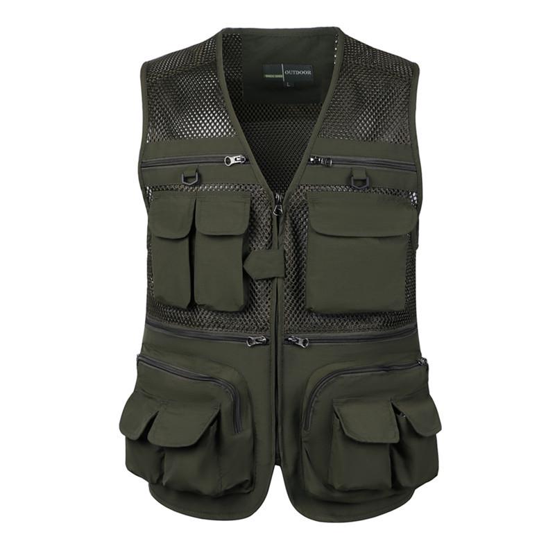 Summer Mesh Vest for Middle-Aged and Elderly Men - Multi-Pocket Sleeveless Fishing & Photographer Jacket