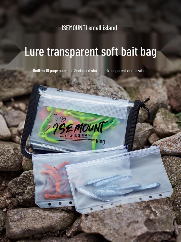 ISE MOUNT Transparent Soft Bait PVC Storage Bag - Outdoor Lure, A6 Zippered Compartment