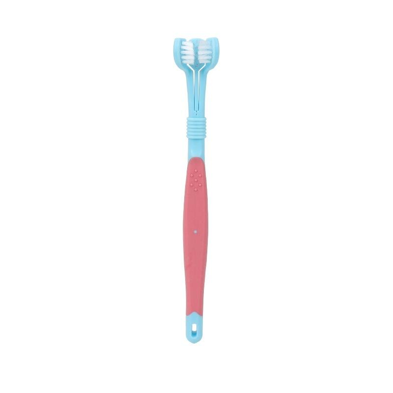 3-Sided Pet Toothbrush Dog Plastic Toothbrush Removing Tartar Cleaning Mouth Pet Care Cat Cleaning Mouth Dog Accessories красный