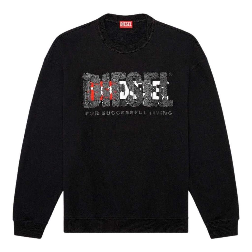 Diesel Mens Double Destroyed Logo Sweatshirt