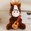 Cute Fluffy 12Cm Pull Rope Wag Tail Horse Plush Toy Keychain Cartoon Soft Stuffed Doll Pendant Car Key Backpack Bag Accessories