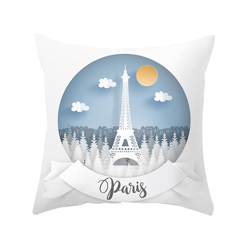 Valentine's Day Romantic Paris Tower Hot Air Balloon Pillow Case Home Sofa Cushion Pillow Case