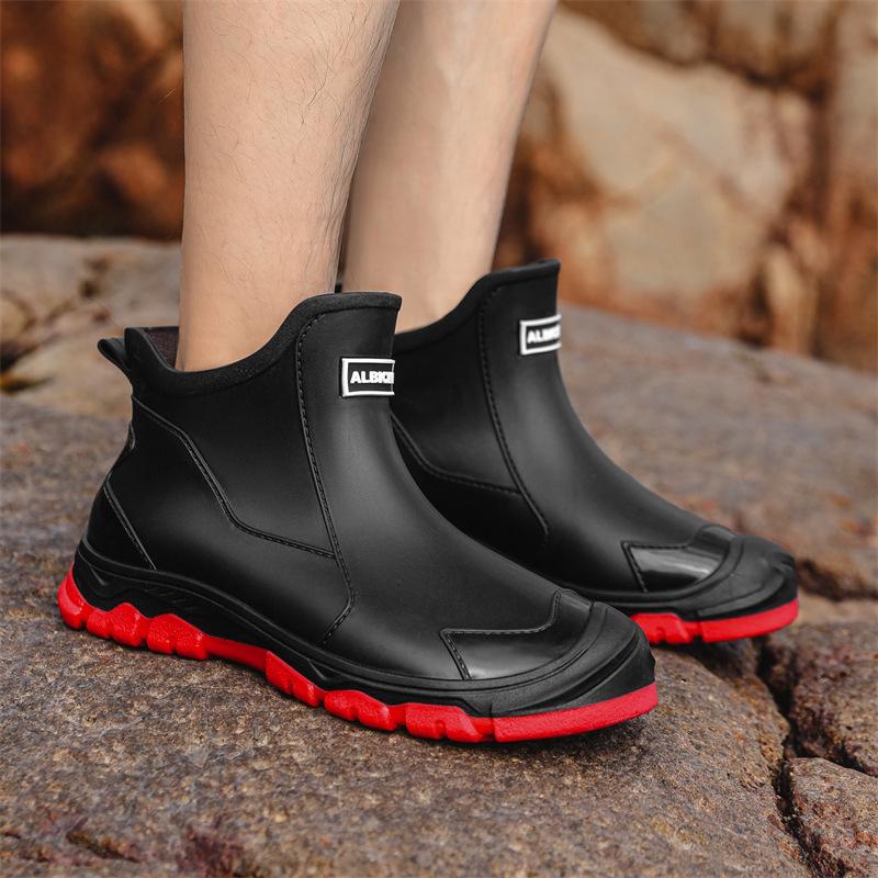 Men's Waterproof Non-Slip Rubber Rain Boots - Short, Wear-Resistant for Outdoor and Casual Use