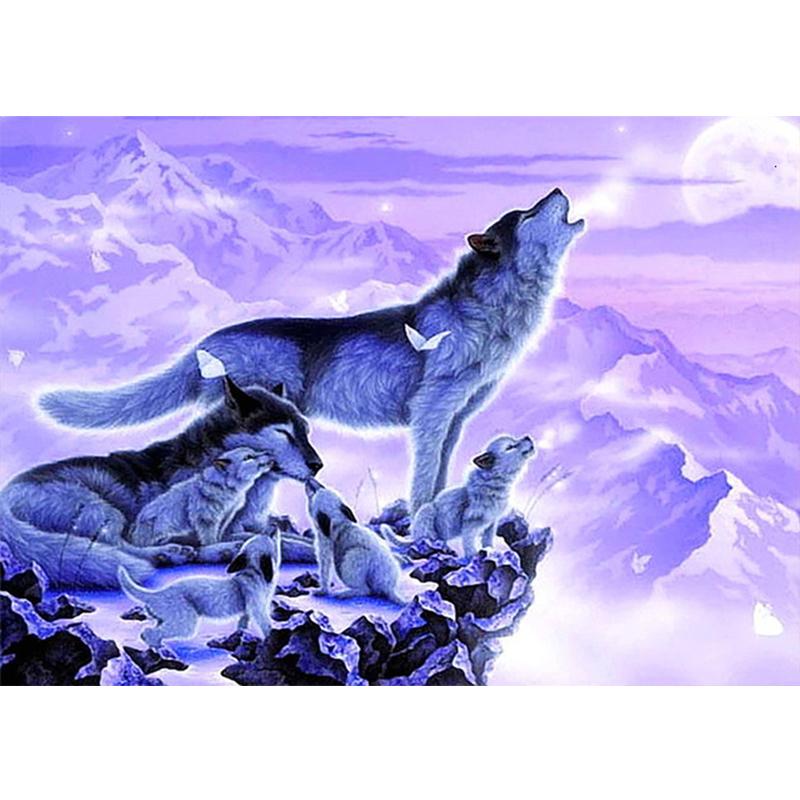 5D-Diamantmalerei, Wolf, rund, Kreuzstich, Diamantstickerei, Tiere, Perlenbild, Kits, Kunsthandwerk, Heimdekoration