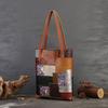 Borsa da Donna in Pelle di Mucca Fatta a Mano, Patchwork Retrò, Borsa Tote di Grande Capacità, Borsa a Mano Semplice in Pelle, Borsa a Spalla per Pendolari a Colori a Contrasto
