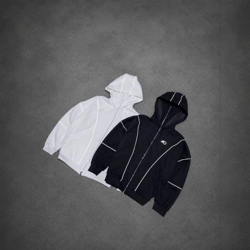 Unisex Oversized Kapuzen-Balaklava-Stil Sweatshirt Mit Reflektierenden Streifen Lässige Streetwear Herbstjacke
