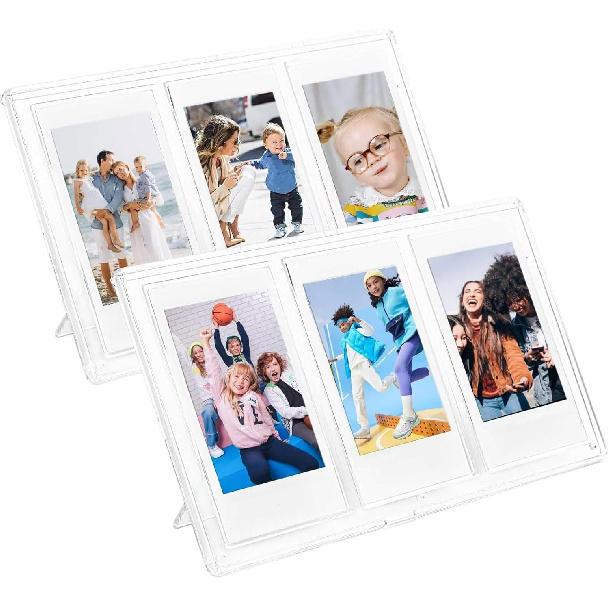 Mini Picture Frame, 3 in 1 Clear 2x3 Polaroid Photo Frames,Table Top Displays 2 Pack