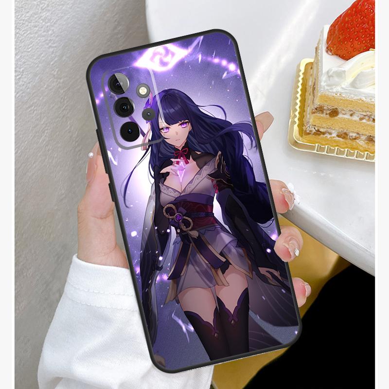 Pouzdro Genshin Impact Raiden Shogun Funda pro Samsung Galaxy A52 A32 A12 A14 A34 A54 A51 A71 A53 A33 A13 A15 A25 A35 A55