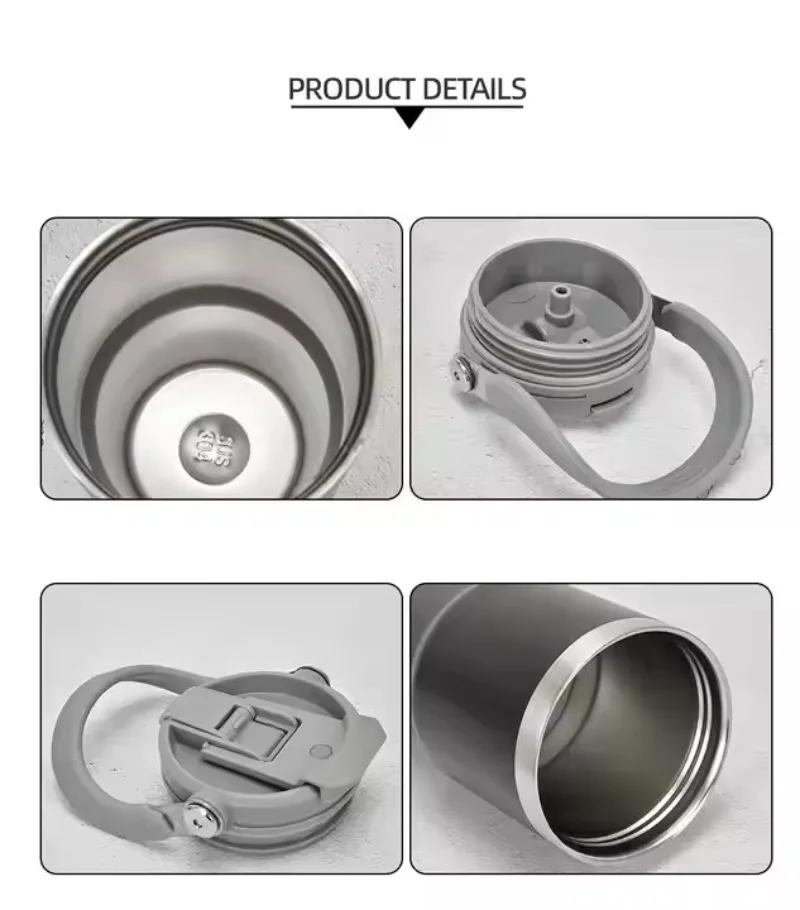 890ml High Quality Double Wall Cups 890ML Stainless Steel Portable Coffee Mug For Car With Lids Tumbler With Handle And Straw